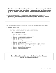 Life and Health Third Party Administrators (&quot;tpa&quot;) Licensing Packet - Tennessee, Page 5