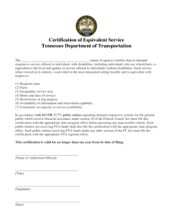 Document preview: Certification of Equivalent Service - Tennessee