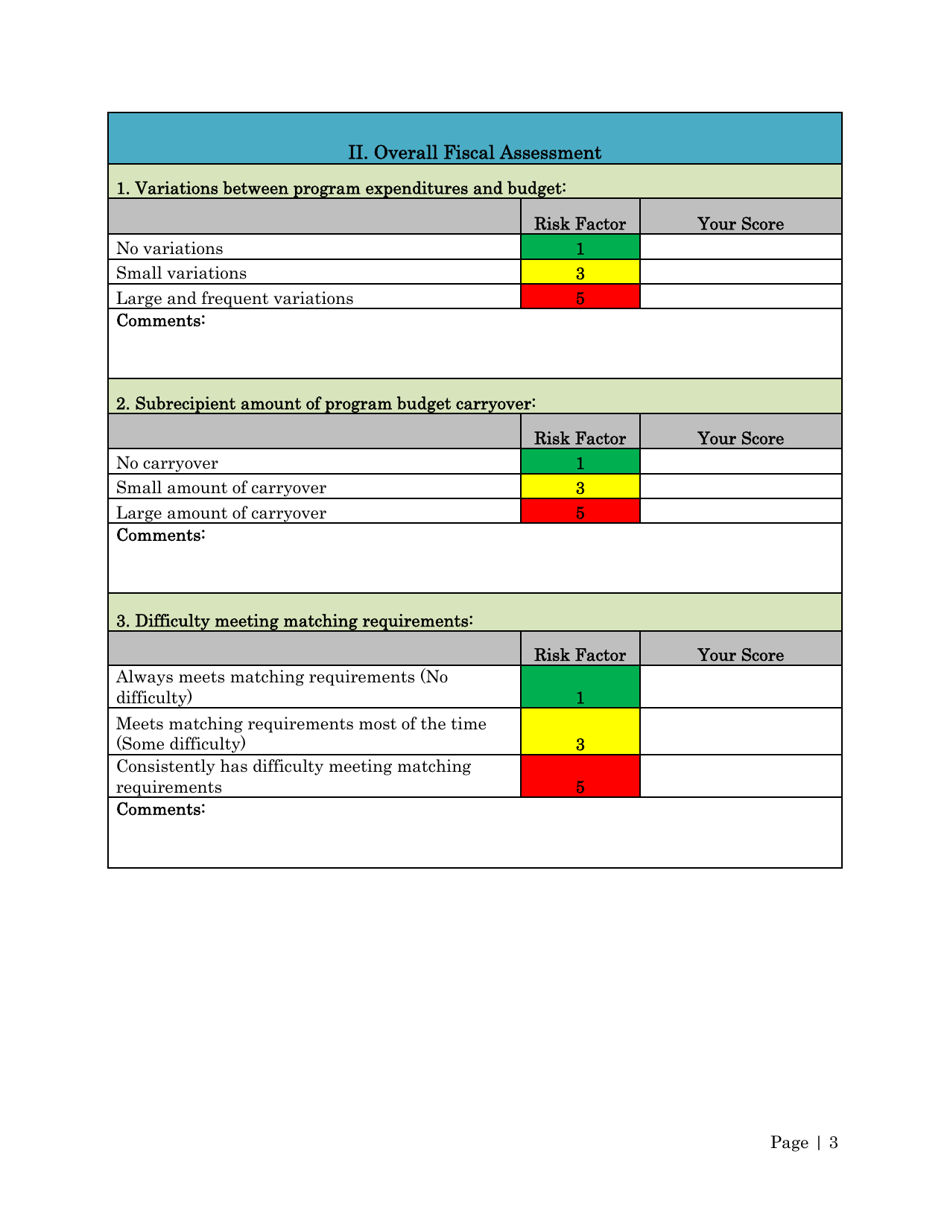 Risk Assessment Questionnaire - Tennessee, Page 3
