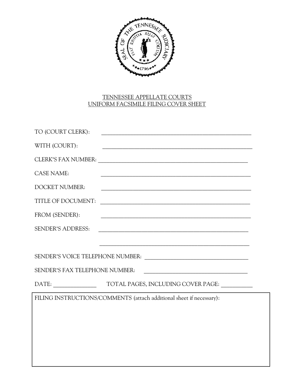 Uniform Facsimile Filing Cover Sheet - Tennessee, Page 1