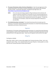 Form SS-9428 Statement of Termination Following Administrative Dissolution (Limited Partnership) - Tennessee, Page 2