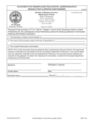 Form SS-9428 Statement of Termination Following Administrative Dissolution (Limited Partnership) - Tennessee, Page 3