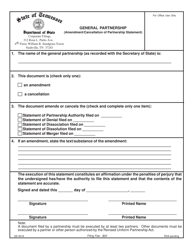 Document preview: Form SS-4519 General Partnership (Amendment/Cancellation of Partnership Statement) - Tennessee