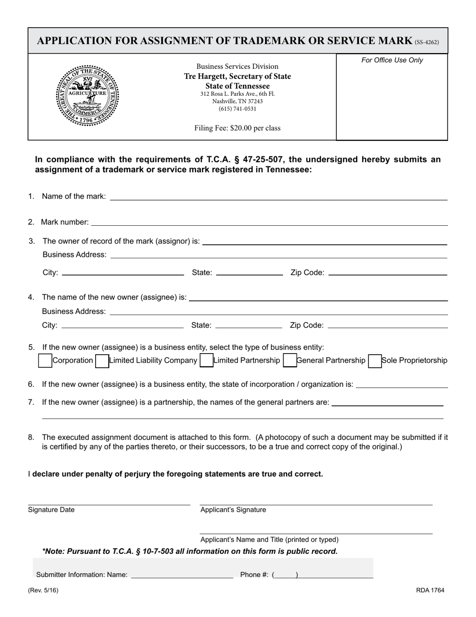 Form SS-4262 - Fill Out, Sign Online and Download Fillable PDF ...