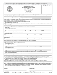 Document preview: Form SS-4474 Application for Amended Registration of Foreign Limited Partnership - Tennessee