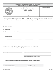 Form SS-4266 Application for Change of Address Trademark or Service Mark - Tennessee, Page 2