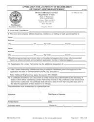 Form SS-9424 Application for Amendment of Registration of Foreign Limited Partnership - Tennessee, Page 5