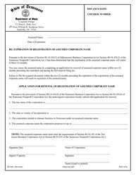 Document preview: Form SS-4481 Application for Renewal of Registration of Assumed Name - Tennessee