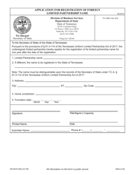 Form SS-9416 Application for Registration of Foreign Limited Partnership Name - Tennessee, Page 3