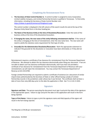 Form SS-9410 Application for Reinstatement Following Administrative Dissolution/Revocation - Tennessee, Page 2