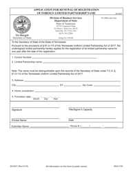 Form SS-9427 Application for Renewal of Registration of Foreign Limited Partnership Name - Tennessee, Page 3