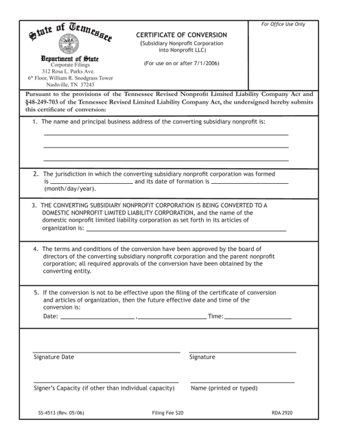 Form SS-4513  Printable Pdf