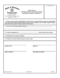 Document preview: Form SS-4244 Articles of Termination by the Organizers (Limited Liability Company) - Tennessee