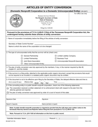 Form SS-9407 Articles of Entity Conversion (Domestic Nonprofit Corporation to a Domestic Unincorporated Entity) - Tennessee, Page 3