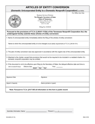 Form SS-9406 Articles of Entity Conversion (Domestic Unicorporated Entity to a Domestic Nonprofit Corporation) - Tennessee, Page 3