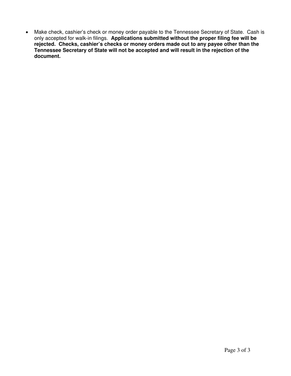 Form SS-4610 Articles of Entity Conversion (Foreign Unincorporated Entity to a Domestic Business Corporation) - Tennessee, Page 3