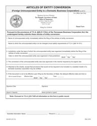 Form SS-4610 Articles of Entity Conversion (Foreign Unincorporated Entity to a Domestic Business Corporation) - Tennessee, Page 4