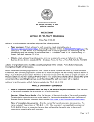 Document preview: Form SS-9409 Articles of for-Profit Conversion - Tennessee