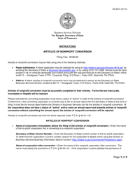 Document preview: Form SS-4614 Articles of Nonprofit Conversion - Tennessee