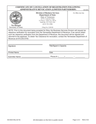 Form SS-9429 Certificate of Cancellation of Registration Following Administrative Revocation (Limited Partnership) - Tennessee, Page 4