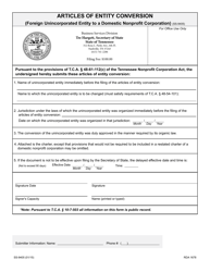 Form SS-9405 Articles of Entity Conversion (Foreign Unincorporated Entity to a Domestic Nonprofit Corporation) - Tennessee, Page 3
