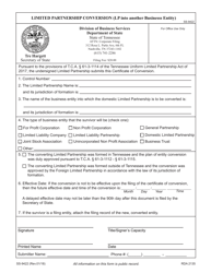 Form SS-9422 Limited Partnership Conversion (Lp Into Another Businesss Entity) - Tennessee, Page 4