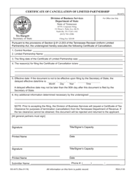 Form SS-4472 Certificate of Cancellation of Limited Partnership - Tennessee, Page 3
