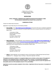 Form SS-4528 RCO Initial Workers&#039; Compensation Exemption Registration Renewal Form for Religious Conscientious Objection - Tennessee