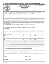 Document preview: Form SS-4486 Notice of Registration of Foreign Limited Liability Partnership - Tennessee