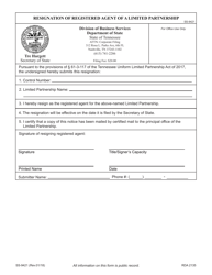 Form SS-9421 Resignation of Registered Agent of a Limited Partnership - Tennessee, Page 3
