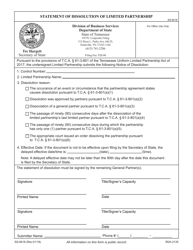 Form SS-9418 Statement of Dissolution of Limited Partnership - Tennessee, Page 3