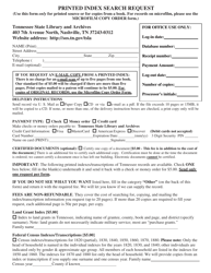 Form SS-2235 Printed Index Search Request Form - Tennessee