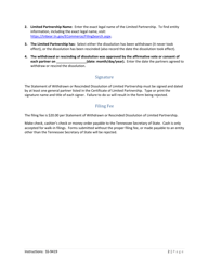 Form SS-9419 Statement of Withdrawn or Rescinded Dissolution of Limited Partnership - Tennessee, Page 2