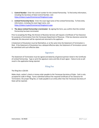 Form SS-9420 Statement of Termination of Limited Partnership - Tennessee, Page 2
