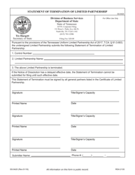 Form SS-9420 Statement of Termination of Limited Partnership - Tennessee, Page 3