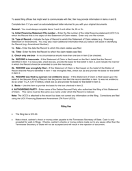 Form UCC5 Statement of Claim - Tennessee, Page 2