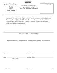 Document preview: Form SS-4521 Written Consent to Termination of Limited Liability Company - Tennessee