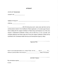 Form H4-0043 &quot;Affidavit&quot; - Tennessee
