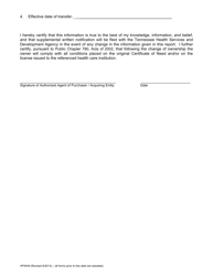 Form HF-0049 Notification of Change of Ownership of Licensed Health Care Institution - Tennessee, Page 2