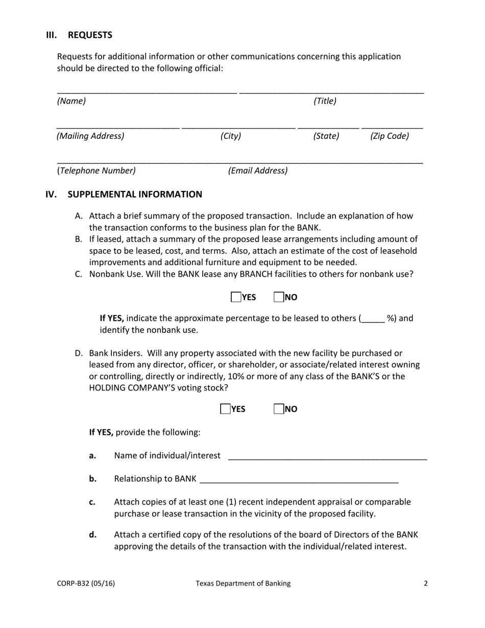 Form CORP-B32 Notice of Short Distance Relocation - Texas, Page 2
