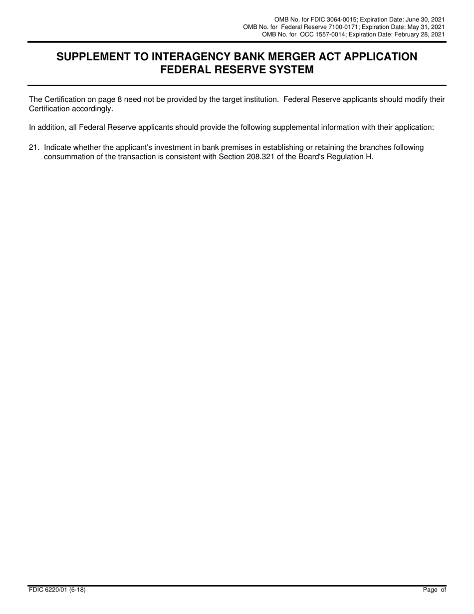 FDIC Form 6220 / 01 Interagency Bank Merger Act Application, Page 10