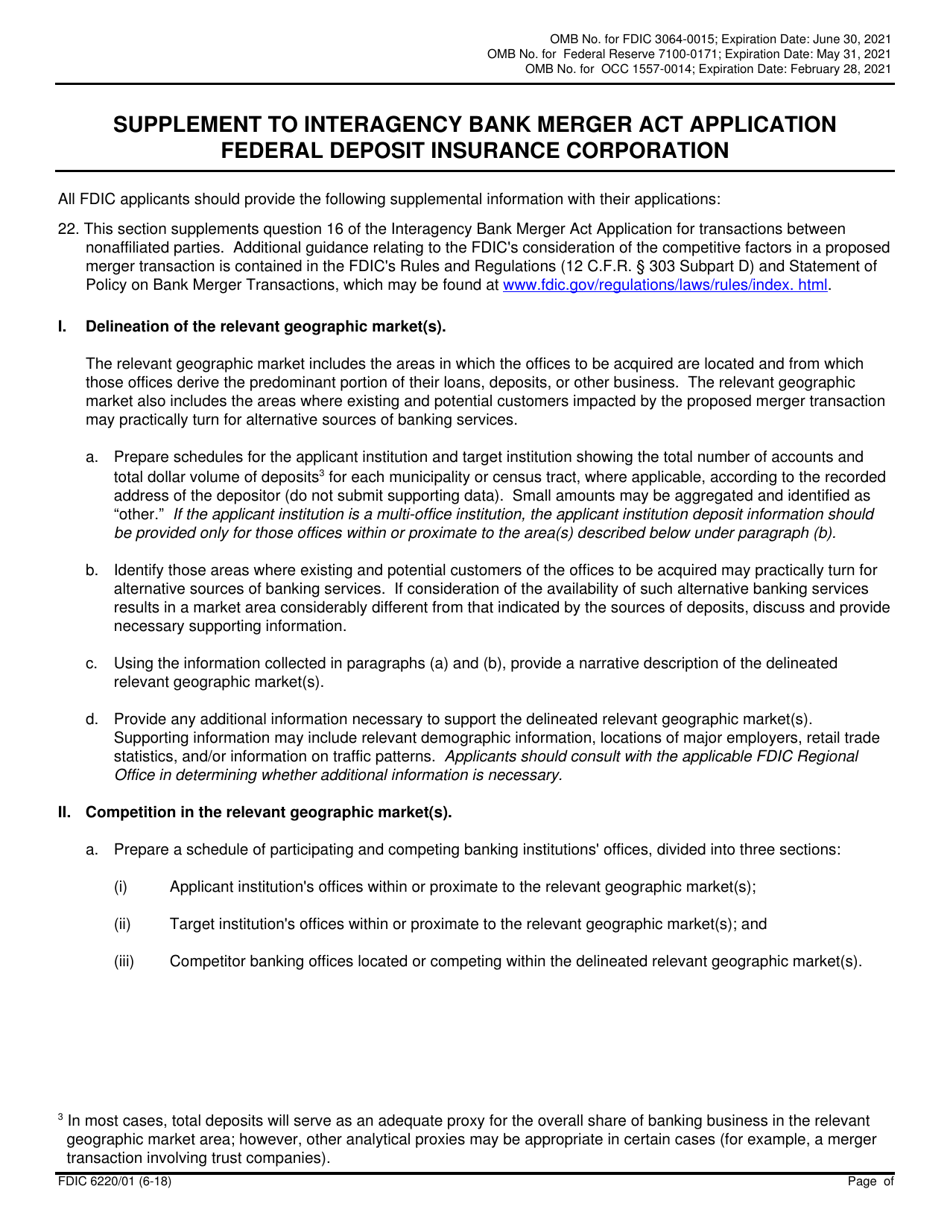 FDIC Form 6220 / 01 Interagency Bank Merger Act Application, Page 11