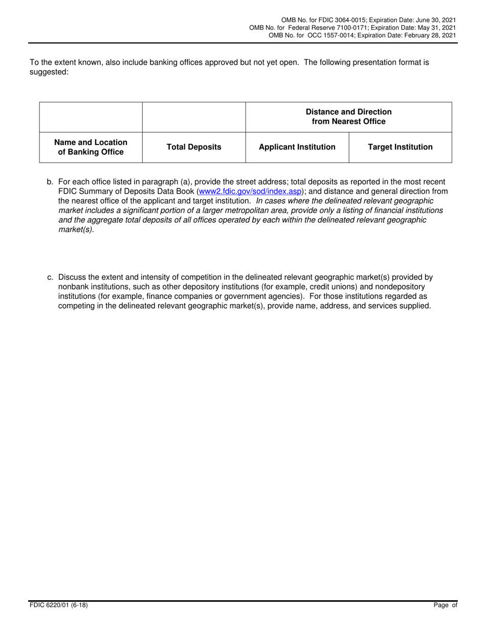 FDIC Form 6220 / 01 Interagency Bank Merger Act Application, Page 12