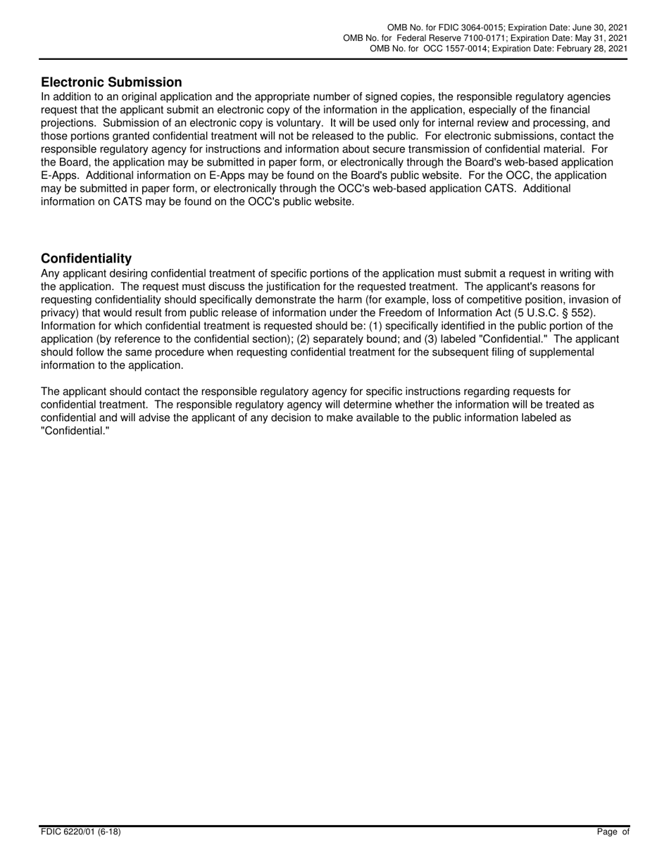 FDIC Form 6220 / 01 Interagency Bank Merger Act Application, Page 3