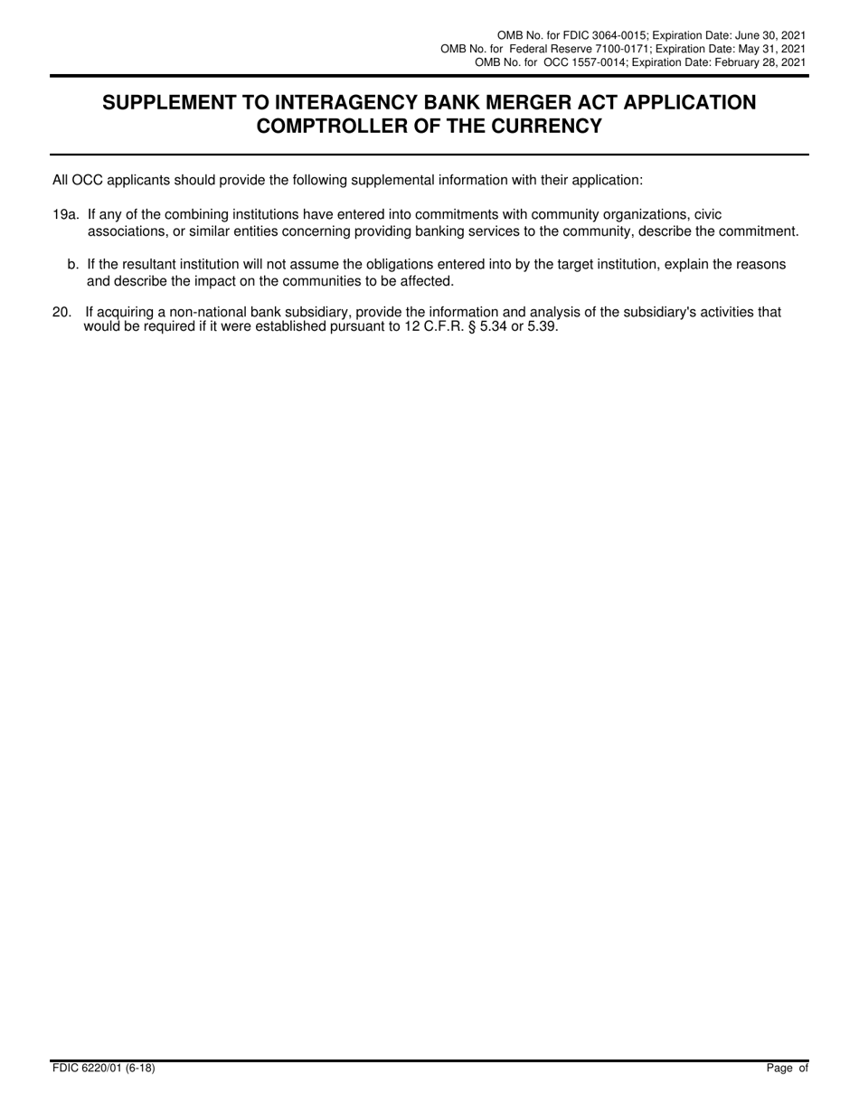 FDIC Form 6220 / 01 Interagency Bank Merger Act Application, Page 9