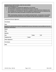 Form HE-0015 Application for Change of Ownership and Request for Conditional Authorization - Tennessee, Page 3