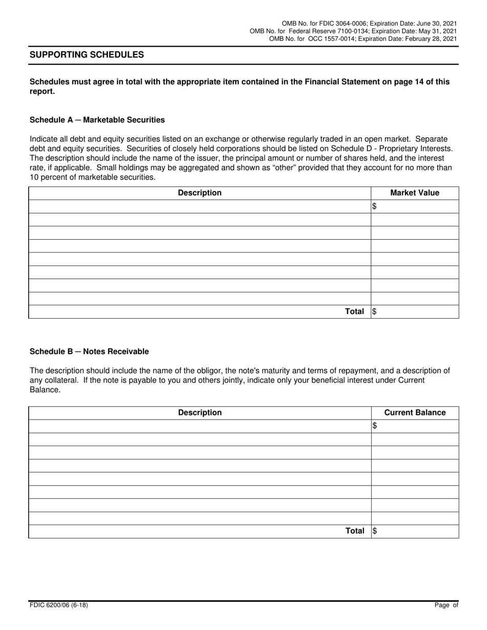 FDIC Form 6200 / 06 Interagency Biographical and Financial Report, Page 16