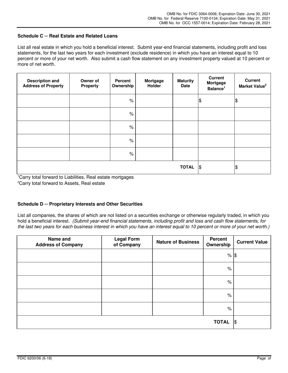 FDIC Form 6200 / 06 Interagency Biographical and Financial Report, Page 17