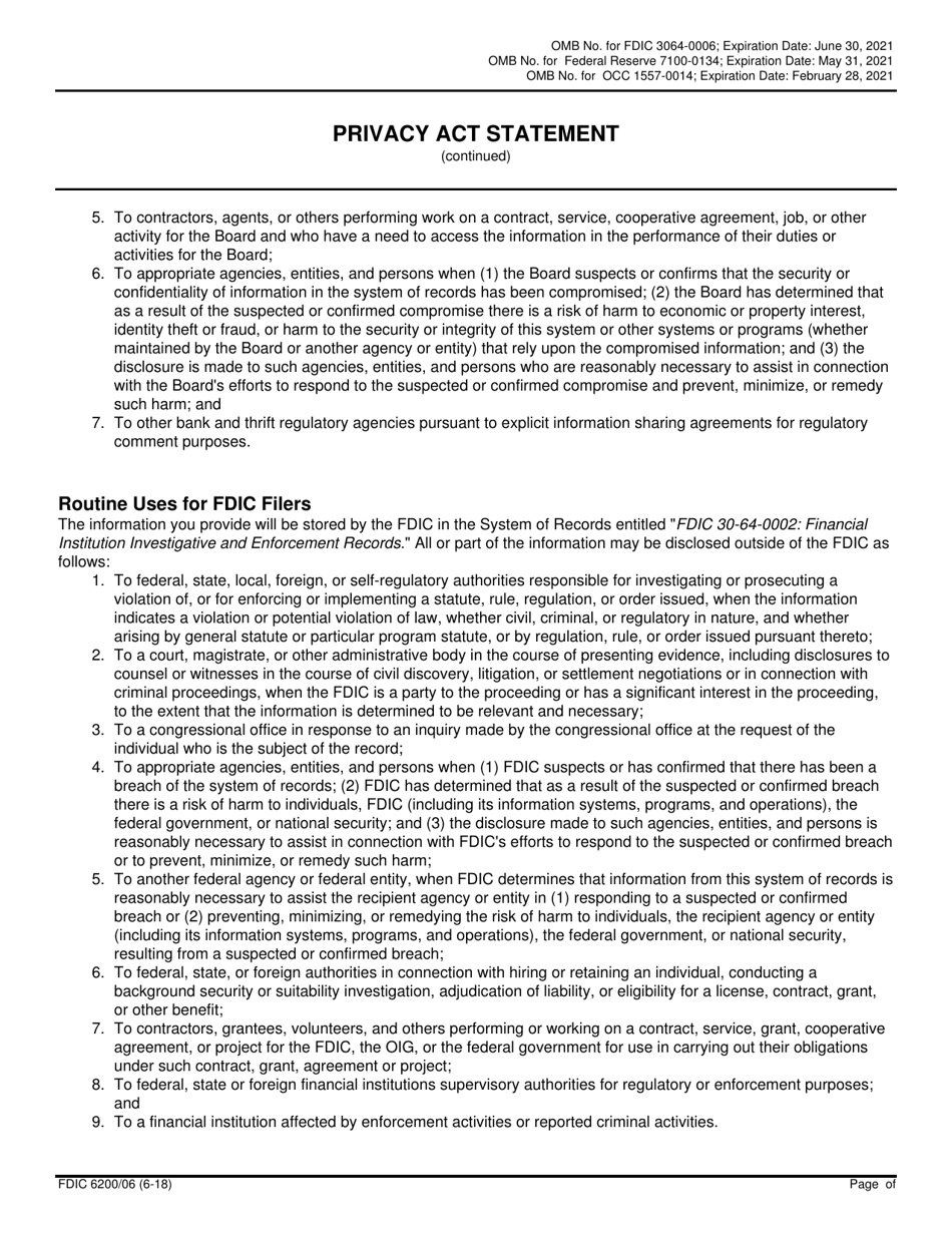 FDIC Form 6200 / 06 Interagency Biographical and Financial Report, Page 4