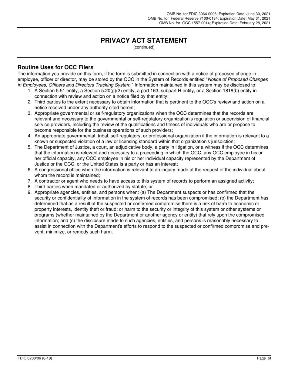 FDIC Form 6200 / 06 Interagency Biographical and Financial Report, Page 5